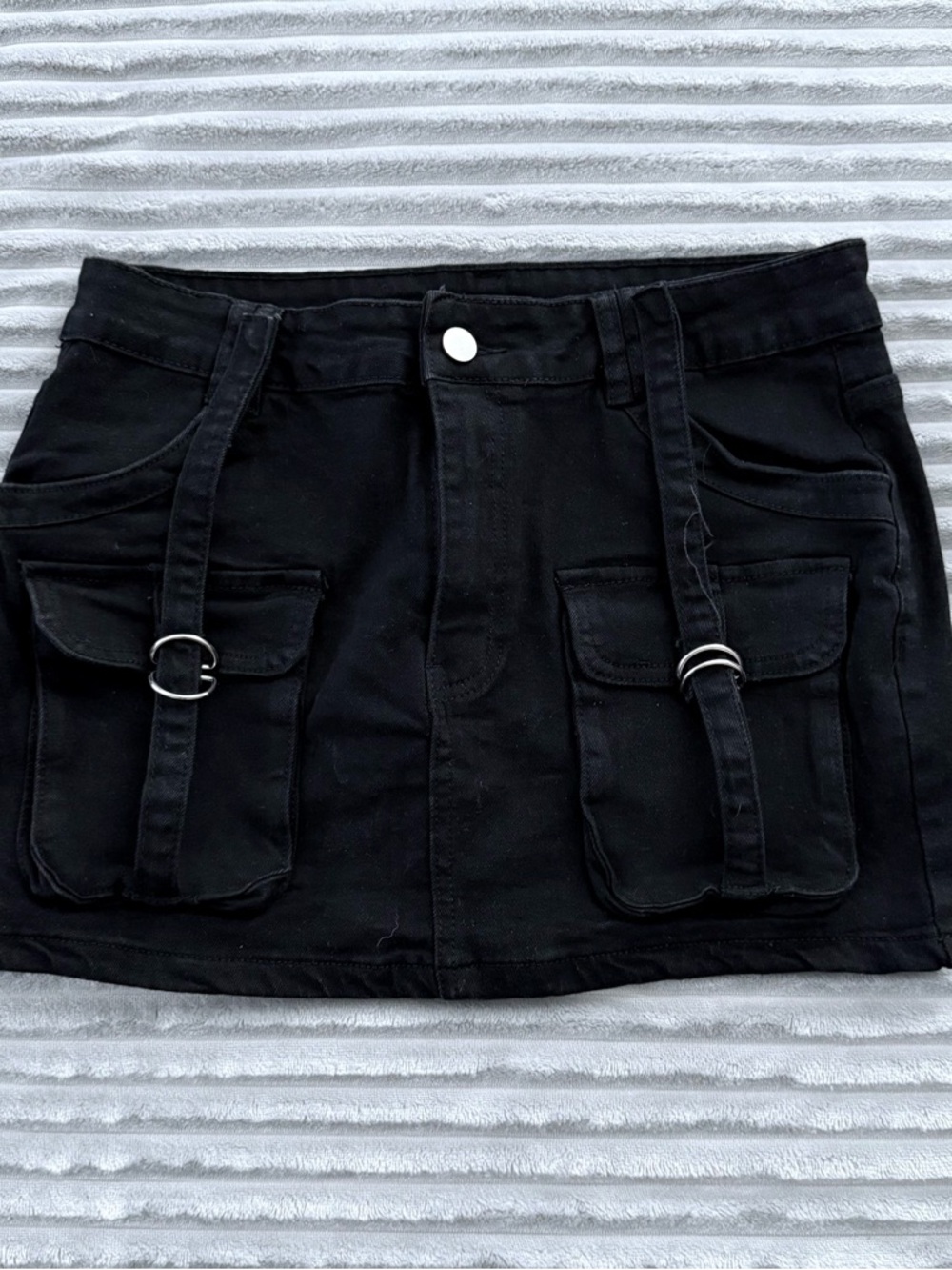 Black Women's Cargo denim Mini Skirt